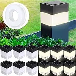 Hicarer 12 Pack Solar Fence Post Cap Lights 2in x 2in Solar Post Cap Lights Solar Fence Lights for Garden, Solar Post, Cap Lights, LED Fence, Street Light, Gazebos, Street Wall (Warm Yellow Light)-image-83