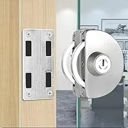 Taj Products Stainless Steel Single Glass Door Lock - No Drilling | Commercial Durable Lock for 10mm - 12mm Door | Anti-Theft System - Wall to Glass Lock | With 3 Keys-image-1