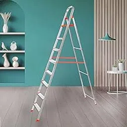 Zolmix®8-Step Foldable Aluminum Ladder for Home | 7 Year Warranty, Heavy Duty & Anti-Slip Steps, Edge Guards, Lightweight, Portable Ladder with Sure-Hinge Technology for Home, Kitchen, Office -Silver-picture-14