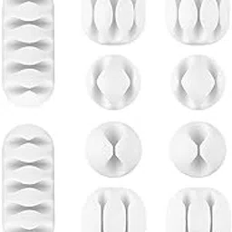 OIVO INDIA Adhesive Rubber Cable Organiser Different Size, Cable Protector and Wire Organizer Clips for Cables, Reusable Cable Organizer for Desk White (Pack of 10)-picture-31