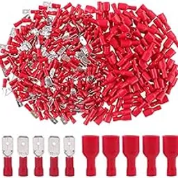 Rpi shop - Fully Insulated Male Female Spade Bullet Wire Connector, Electrical Crimp Terminals, (MDD 1-250, FDFD 1-250) Each 50 Pcs Each Pack of 100 Pcs (Red)-picture-17