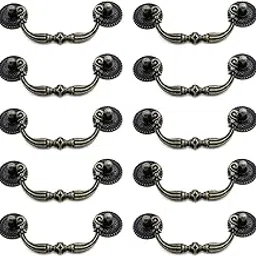 Bitray 10pcs Drop Bail Pulls 3.5-inch Hole Distance Vintage Drawer Pulls Antique Bronze Pulls Handles-image-9