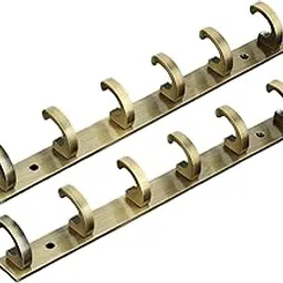 ARUHNIX Stainless Steel Full Antique 6 pin Wall Hanger/Door Hanegr Hooks ffor Hanging Clothes and Keys - Hanger for Bathroom, Bedroom,Kitchen - Full Antique (C Shape, 2) image 1