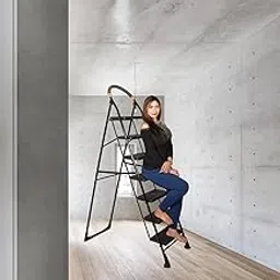 Parasnath 7 Step Black Diamond Steel Ladder Black Colour Foldable Step Ladder - Light Weight Step Ladder Anti Skid Plastic Steps - 6 Year Manufacturer Warranty - Made in India-image-44