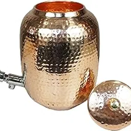 Handcrafted Pure Copper Water Tank Dispenser | Elegant Drinkware & Water Storage for Home & Kitchen | Traditional Health Benefits | Premium Hammered Design | (Copper Water Tank 5 Liter)-image-2