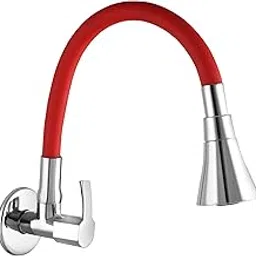 10X Brass Sink Tap for Kitchen BL-90887 - Flexible Neck Dual Flow Red Color 2 Function Shower/Foam Flow Wall Mount-picture-12