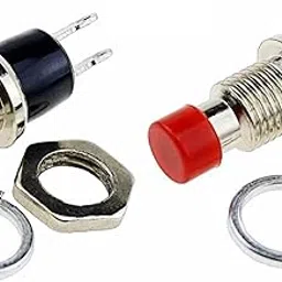 NISTECH Push Button Switch Press Break SPST (Pack of 2) Reset Steel Switch Momentary Push Button TYPE A Wire Connector Color Red - 2pcs-image-93