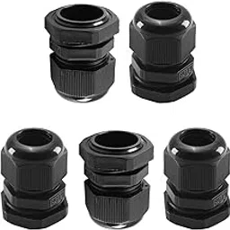 Juvielich 10Pcs Waterproof Plastic PG19 Cable Glands Joints Adjustable Connector Black for 8-15mm Dia Cable-image-57