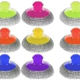 Wear Winks Stainless Steel Scouring Pad Scrubbers with Handle, Multicolour, 9 Pieces-picture-23