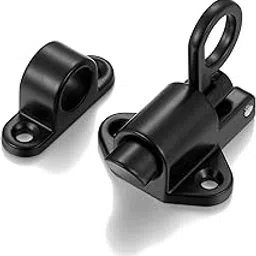 YelaJoy 2 Packs Self-Closing Latches，Black Spring Door Lock，Resilient Bolt Latch Aluminum Alloy Safety Automatic Spring Barrel Slide Door Lock with Screws,Used for Gate,Window and Cabinet etc-image-4