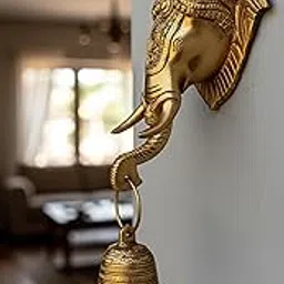 StonKraft Beautiful Elephant Face Door Knocker/ Door Decor With Brass Bell For Door Decor and Wall Decor-picture-24
