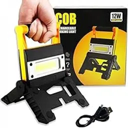 Murcy 12W LED Work Light: Rechargeable Folding Floodlight, 1000 Lumens, Portable Trouble Light, 4400mAh Battery, 360° Rotatable Stand, Adjustable Mechanic, Mustered Green for Car Home-picture-26