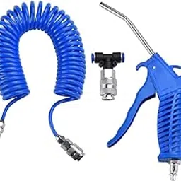 VTH® Air Blow Gun with 5 Metre Recoil Hose,360 Degree Rotating Air Duster Blow Gun Air Compressor Heavy Duty Quick Connects Cleaning Kit for Lorry Truck Car, Max Pressure 10 Kg/cm2 Square, Blue-picture-13