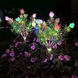 Zyvola Solar Powered Flower Lights for Garden Decor - 42 LED Artificial Flower Lamp, Outdoor Solar Lantern-picture-35