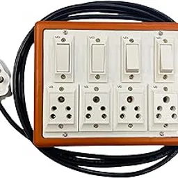Vi3 (4+4) 6amp Extension Board with Individual Switches with 5m Long, 3-Core Heavy Duty Copper Wire, Earthed for Home & Small Appliances & Tools.-picture-55