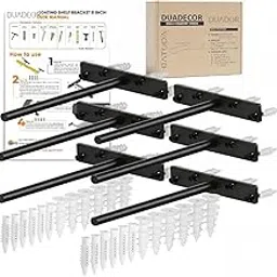 Duadecor 8" Heavy Duty Floating Shelf Brackets (6 pcs) – Solid Steel Blind Shelf Supports - Hidden Brackets for Floating Wood Shelves | Premium Wall Hanging Shelf Invisible Supporter | Black Matte-image-93