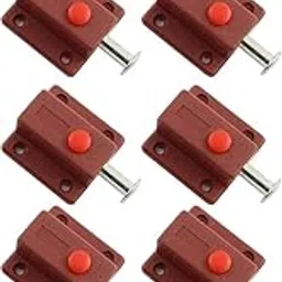 6 Pcs Automatic Spring-Loaded Sliding Door Locks with Knobs & Latches – PVC Lock Set for Bathroom, Glass, and Folding Doors (Brown)-picture-15