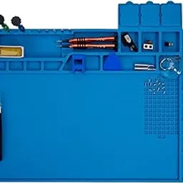 Meshiv Magnetic Silicone Soldering Mat – Heat Resistant Repair Workstation with Screw Organizer & Tool Compartments for Laptop, Mobile, Smartwatch & Electronics Repair (Large-Blue)-picture-24