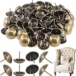 100-Pcs 1'' [25×25mm] Antique Upholstery Decorative Tacks Furniture Sofa Thumb Tacks Nails Pins Assortment Kit for Upholstered Furniture Cork Board - Bronze-picture-15