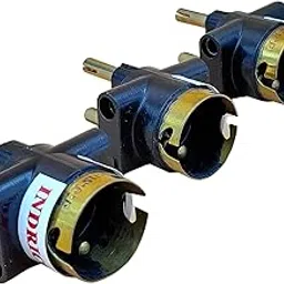 INDRICO 2 Pin Parallel Adapter Multi Outlet Plug with Blub Holder Sockets Brass Connector PVC Black Pack of 3-picture-21
