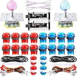 Dashtop Led Arcade Diy Parts 2X Zero Delay Usb Encoder + 2X 2/4/8 Way Led Joystick + 20X Led Illuminated Push Buttons for Mame W-image-7