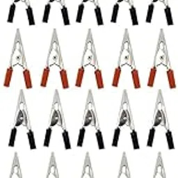 RAREION ENGINEERING 10 Pair Alligator Clips 45 mm Plastic Handle Test Metal Crocodile Clips (Red & Black)-image-99
