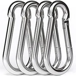 Kiraro Fitness M8x80mm Heavy Duty Safety Lock Cable Attachment | Stainless Steel Spring Snap Hook Carabiner/Hook Swing Connector Multipurpose | (Silver, 4pc)-image-64