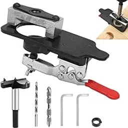 Serplex® Concealed Hinge Jig Carpenter Tool for Wood Work 35mm Woodworking Hole Drilling Guide Concealed Hinge Jig for Kitchen Aluminum Alloy Cabinet Door Hinge Tool Hole Drilling Guide for Woodwork-image-1