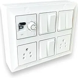 SK Modular Switch Board with Fan Regulator, C32 MCB, 6 Switches, 2 Sockets, White-image-85