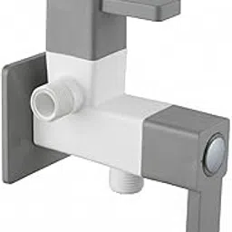 YOLO Plastic Faucet 2 in 1 Angle Cock Tap for Bathroom with 90° Water Flow | Tap for Bathroom & Outdoor with Flange|Gray & White-picture-15