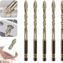 Sunkizzrs® Hex Cross Sawtooth Tile Drill Bits Set (8mm x 5 Pcs) — Alloy Steel Hex Shank High Impact 4-Edge Hole Opener Drill Bits for Ceramic Tiles/Ceramic/Glass/Marble/Concrete/Plastic/Wood-picture-10