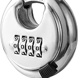 Glowick Top Security Lock Waterproof Keyless Padlock with 4 Digital Combination Heavy Duty Lock Disc Lock for Sheds, Storage Unit, Garage, Fence, Trailer Tongue (1Pcs) (Silver)-image-88