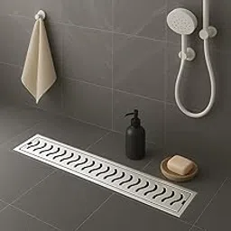 Specule Wave Shower Drain Channel |12 x 4 Inches |304 Stainless Steel | Waste Water Floor Drainer | Drain Channel Outdoor | Water Drainer for Bathroom| Drain with Side Hole-picture-19