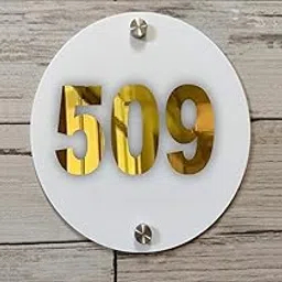 Room Number Plate No 509 | White Acrylic Number Plate Fixed On PVC Sticker with Double Side Tape On Backside-image-35