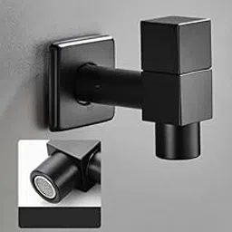 Black Square Wall-Mounted Bathroom Faucet - Cold Water Washing Machine Tap with Quick Opening Design-picture-14