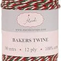 Meraki Cards Bakers Twine (Dark Green, Red - White, Each Roll is 110 Yards and 12 Ply)-picture-10