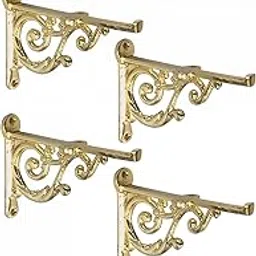 Growfynd Metal Handcrafted Shelf Bracket for Floating Shelves L Angle Decorative L Shaped Corner Brace Joint Heavy Duty Vintage Old Style Wall Mounted Shelf (Pack of 2 Pair)-image-27