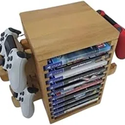 Peelorange Wooden Gaming Storage Tower For 10 Game Discs and 4 Controllers Organiser, 40.6 x 30.5 x 40.6 cm-picture-27