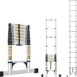 Equal 22.6 FT Aluminum Folding Telescopic Ladder with 2 Triangle Support & Stabilizers | EN131 Certified with 2 Year Warranty | 150kg Max Capacity | Ladder for Home or Outdoor Work (6.9m/15 Step) image 1