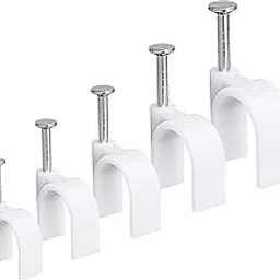 X spring Cable Clips with Steel Nails, 500 Pcs Cable Clips, Electrical Cable Wire Round Clips, Steel Nails Tacks Holder for Organizing Electric Wires Cables Lines, TV Wire Cable, Print Cable-picture-17