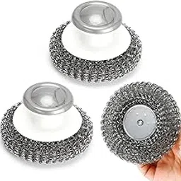 3 Pcs Stainless Steel Scrubber with Handle Dish Scrub Brush Multipurpose Kitchen Bathroom Scrubber Cleaning Kit for Pots, Pans, Ovens, Sink, Washbasin-picture-30