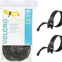 VELCRO Brand One Wrap Thin Ties, Black, 8 x 1/2-Inch, 100 Count (91140)-picture-18