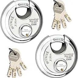 BUCKLER Stainless Steel Shutter Lock for Main Gate, Door Lock, Shop Shutter, Trucks High-Security with Weather-Resistant Design, 90MM-14 Pin Lock (90MM-Disc Lock-2 Pieces)-image-41