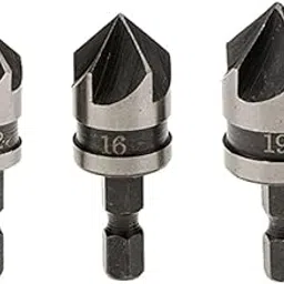 AASONS Hex Shank 1/4-inch Countersink Power Drill Bit Bore Set Of 3 for Wood, Plastic And Soft Metal 12,16 & 19mm image 1