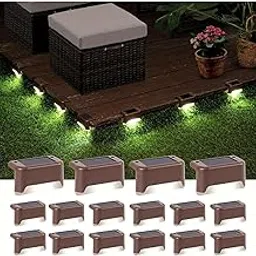 Zyvola Solar Powered Outdoor Step Lights - 16 Pack Waterproof LED Pathway Lights for Steps, Fences, Decks & Gardens - Bright Cold White Illumination-picture-16
