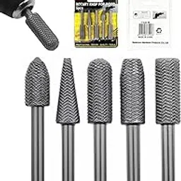 Sunkizzrs® 5-Pcs HSS Metal File Burr Drill Bit Set —Metal Working Rasps 6mm (1/4") Round Shank —High Speed Steel Rotary File Rasps for Deburring, Grinding, Shaping & Rust Removal-picture-45