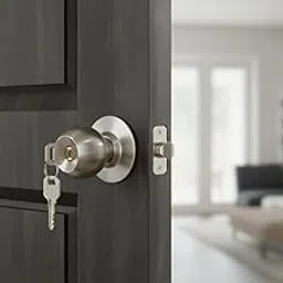 GripFit Cylindrical Door Knob Lock, Brushed Stainless Steel, with Key-picture-19