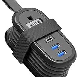 Travel Power Bar with USB Ports, Portable Small Power Bar 4FT Short Extension Cord Flat Plug, 2 Outlets 3 USB Ports(1 USB C), Non Surge Protector for Cruise Ship Travel Essentials-image-15