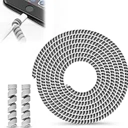 GLUN® Wire Saver Spiral Sleeve, 1 Cord with 2 Wire End Protector Gray Colour, Protective Cord Sleeve Winders Charger, PVC Sleeves, Prevents Pets Biting-picture-16