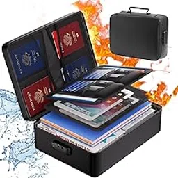 Fireproof Document Box, 3-Layer Portable Large Capacity Water Resistant Storage Safe Boxes Fireproof Document Bag with Lock for Important Documents,Certificates,Passports,Legal Files and Valuables-image-88